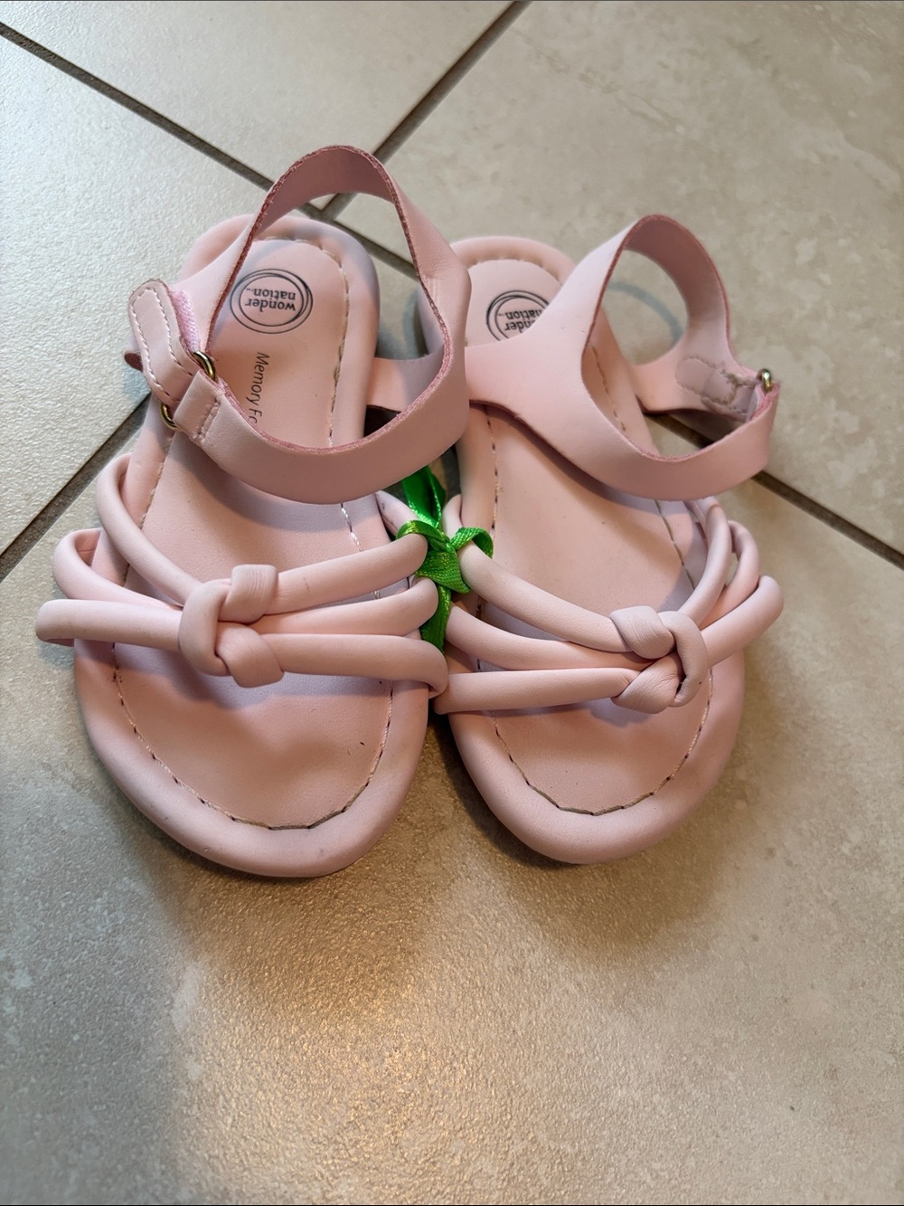wonder nation Light Pink Knot Front Ankle Strap Sandals